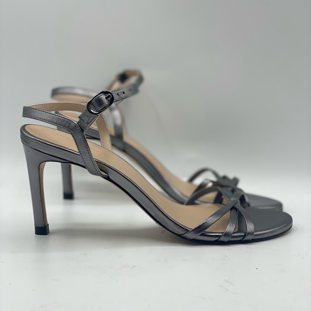 Stuart Weitzman Starla 105 Leather Sandal In Grey
